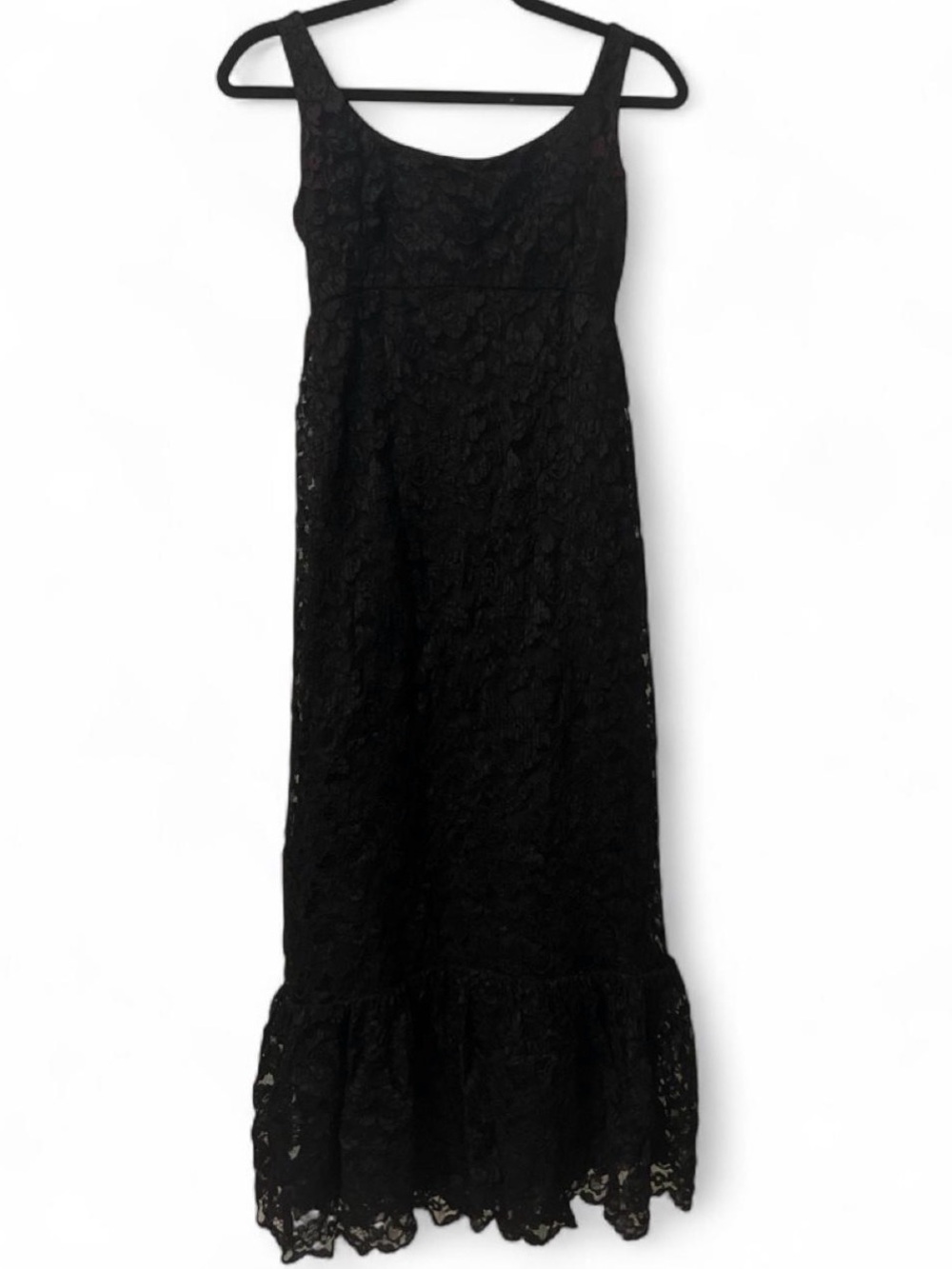 1960s Vintage Black Lace Maxi Dress Gothic Romantic Formal Gown Young Chicago